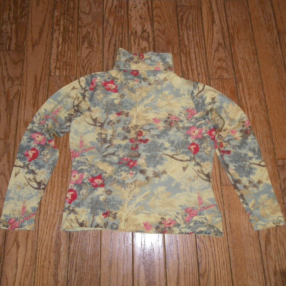 Talbots Floral Turtleneck 100% Cashmere Lightweight Sweater in Floral Pattern